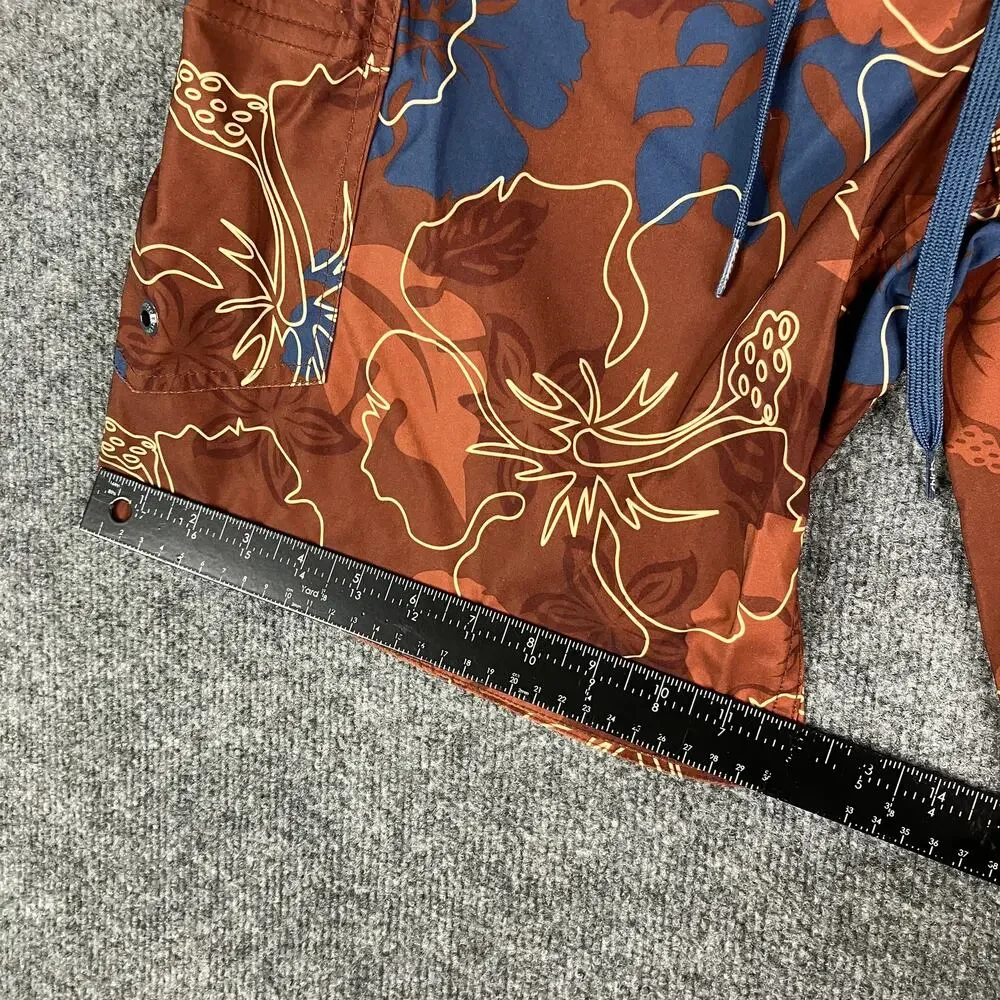 Crazy Shirt Hibiscus Board Short Men Size 30 Red Blue Tropical Floral Swim Trunk